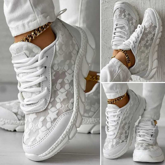 💕【35-44】Atmungsaktive Sneakers mit runder Zehe und Spitze