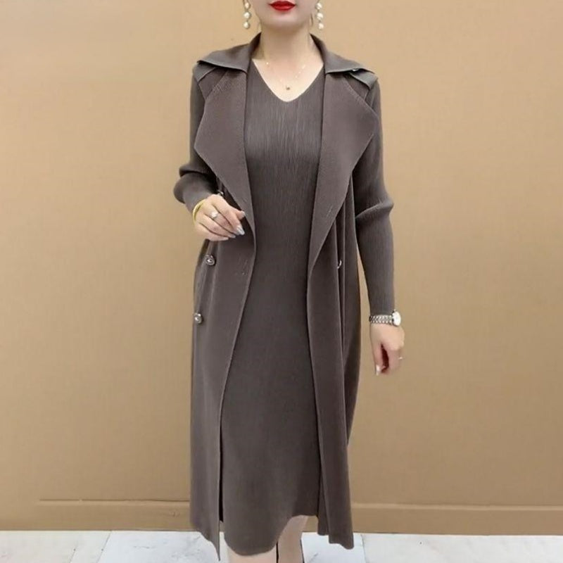 🎉Herbst Hot Sale🎉Modischer plissierter Anzug Kragen Fake Zweiteiliger Trenchcoat