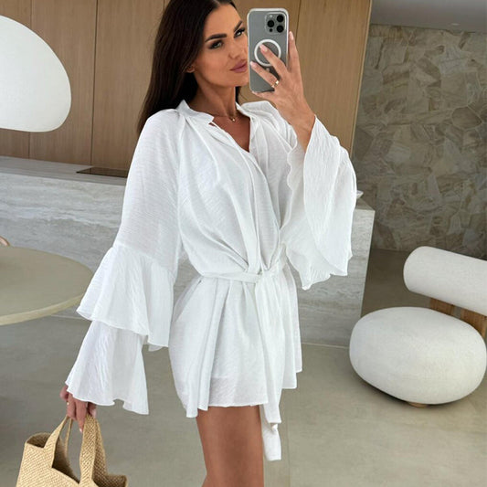💝 Limitierter Verkauf 50% OFF 🔥 Damen Solid Color Loose Mini Kleid