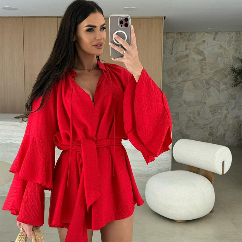 💝 Limitierter Verkauf 50% OFF 🔥 Damen Solid Color Loose Mini Kleid