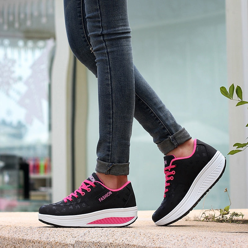 Frauen Casual Mode Atmungsaktiv Dicke Sohle Turnschuhe