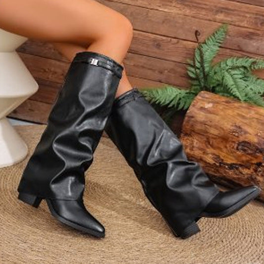🌟Hochwertige Damenstiefel – Slouchy-Kniehohe Chunky-Stiefel für Damen